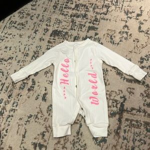 Modern Moments Hello World White Rib Onesie Newborn - coming home outfit